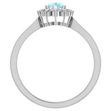 March Birthstone Aquamarine Oval 14K Gold Diamond Ring 0.80 ct tw - White Gold