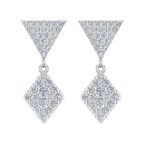 Kite Diamond Dangle Earrings 14K Gold-I,I1 - White Gold