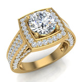 Round Diamond Square Halo Engagement Rings 18k Gold 2.20 ct GIA-VS - Rose Gold
