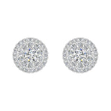 Double Halo Cluster Diamond Earrings 1.01 ct 18k Gold-G,VS - White Gold