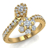 Blooming Flower Plant Bypass Style Diamond Ring 0.65 cttw 14K Gold-I,I1 - Yellow Gold