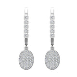 Oval Diamond Dangle Earrings Dainty Drop Style 14K Gold 0.70 ct-I,I1 - White Gold