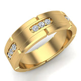 Men’s Diamond Wedding Band Semi-Eternity 18K Gold 0.45 ct-G,VS - Yellow Gold
