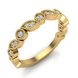 Stacking Circle & Marquee designer Milgrain Diamond Wedding Band 0.22 Ctw 14K solid Gold (G,I1) - Yellow Gold