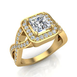 Diamond Engagement Ring for Women GIA Princess Cut Halo Rings 14K Gold 1.50 ct I-I1 - Yellow Gold