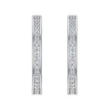 14K Hoop Earrings 26mm Diamond Line Setting Click-in Lock 0.60 ct-G,SI - White Gold
