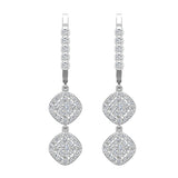 Cushion Diamond Dangle Earrings Dainty Drop Style 14K Gold 1.10 ct-I,I1 - White Gold