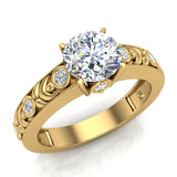 Solitaire Diamond Engagement Ring Women GIA Round Brilliant 18K Gold 1.35 ct G-VS - Rose Gold