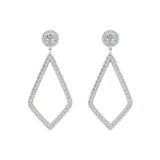 1.82 Ct Magnificent Diamond Dangle Earrings delicate Kite Halo Stud 14K Gold-I,I1 - White Gold