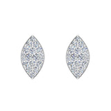 Exquisite Marquise Pave Diamond Stud Earrings 1/2 ct 14K Gold-G,SI - White Gold