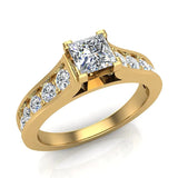 Princess Cut Diamond Engagement Ring Riviera Shank 1.07 ctw 14K Gold-H,SI - Yellow Gold