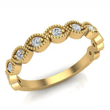 Designer Stacking Marquee Round Milgrain Diamond Wedding or Anniversary Band 0.22 ctw 18K Gold (G,SI) - Yellow Gold