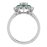 May Birthstone Emerald 18K Gold Diamond Ring 2.65 ct tw - White Gold