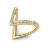 V Shape Fashion Diamond Ring Stackable Bands 0.44 Ct 14K Gold-G,SI - Rose Gold