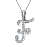 Initial pendant F Letter Charms Diamond Necklace 18K Gold-G,VS - White Gold
