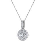 Diamond Necklaces for Women Round Double Halo Pendant 14K Gold-G,SI - White Gold