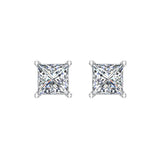 Diamond Earrings for Women Men Princess Cut 14K Gold Ear stud-G,VS2 - White Gold
