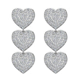 Heart Diamond Chandelier Earrings Waterfall Style 14K Gold-I,I1 - White Gold