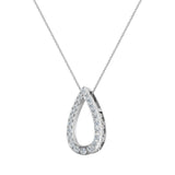 14K Gold Necklace Teardrop-Shape Necklace 0.34 ct tw Diamonds-I2 - White Gold