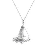 Sailboat Diamond Necklaces for Women 18K Gold - Boat Accessories-G,SI - White Gold