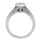 2.16 Ct Morganite Pear Cut Wedding Ring Set Criss Cross Halo Diamond Ring 14K Gold-I,I1 - White Gold