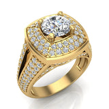 Solitaire Diamond Square Halo Split Shank Wedding Ring 14K Gold-G,SI - Yellow Gold