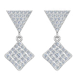 Square Diamond Dangle Earrings 14K Gold 0.80 ct-I,I1 - White Gold