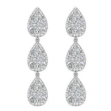 Tear-Drop Diamond Chandelier Earrings 14K Gold 1.15 carat total-I,I1 - White Gold