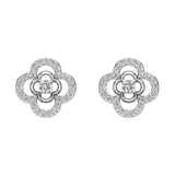 14K Gold Diamond Stud Earrings Flower Shape 0.82 carat-I,I1 - White Gold