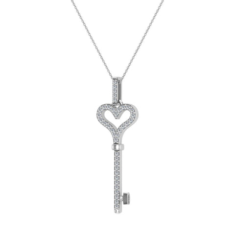 0.36 ct Key to your Heart Diamond Necklace 18K Gold-G,SI - White Gold