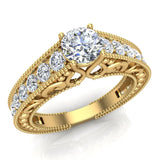 1.37 Ct Vintage Setting Diamond Engagement Ring 18K Gold (G,VS) - Yellow Gold