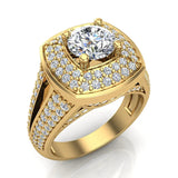Solitaire Diamond Square Halo Split Shank Wedding Ring 18K Gold-G-VS - Rose Gold