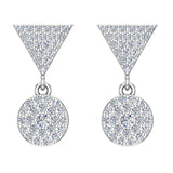 Circle Diamond Dangle Earrings 14K Gold-I,I1 - White Gold