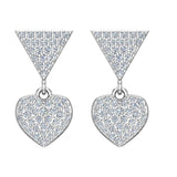 Heart Diamond Dangle Earrings 14K Gold-G,SI - White Gold