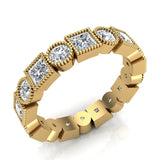 Bezel Milgrain Princess Cut Eternity Diamond Wedding Band 2.52 ctw 18K Gold Glitz Design (G,SI) - Yellow Gold