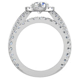 Moissanite Wedding Ring Set 14K Gold Real Diamond accented Ring 5.55 ct-I1 - White Gold