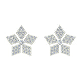14K Gold Wild-Flower Petal Diamond Stud Earrings ½ ct-I,I1 - White Gold