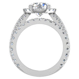 Moissanite Wedding Ring Set for Women Halo Ring 7.05 carat 18K Gold-VS - White Gold