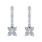 Diamond Cluster Dangle Diamond Earrings 14K Gold (I,I1) - White Gold