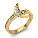 Fish-Tail Design Shank Eternity Band Wedding Ring 14K Gold (I,I1) - Yellow Gold