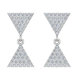 Diamond Dangle Earrings Triangle Pattern Cluster Hour-glass Look 14K Gold 0.63 ctw-I,I1 - White Gold