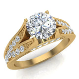Solitaire Diamond Four Pronged Tapered Shank Wedding Ring 14K Gold-I,I1 - Rose Gold