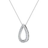 14K Gold Necklace Teardrop-Shape Necklace 0.34 ct tw Diamonds-I1 - White Gold