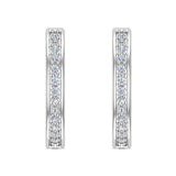 14K Hoop Earrings 21mm Diamond Setting Secure Click-in Lock 0.96 ct-I,I1 - White Gold