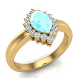 March Birthstone Aquamarine Marquise 14K Gold Diamond Ring 1.00 ct tw - Yellow Gold