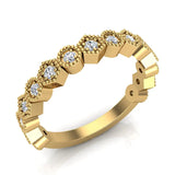 Stacking Circle & Hexagons Milgrain Diamond Wedding Band 0.34 ctw 14K Solid Gold (G,I1) - Yellow Gold