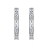 14K Hoop Earrings 26mm Diamond Line Setting Click-in Lock 1.62 ct-G,SI - White Gold