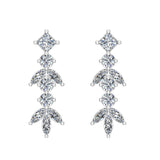 Elegant Stem Leaf Diamond Earrings White gold 