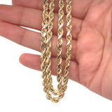 Rope Chain Necklace Men Women 5mm 10K Real Gold - Yellow Gold
