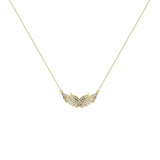 14K Gold Necklace Feather & Wings Diamond Pendant 0.74 ctw G,SI - Yellow Gold